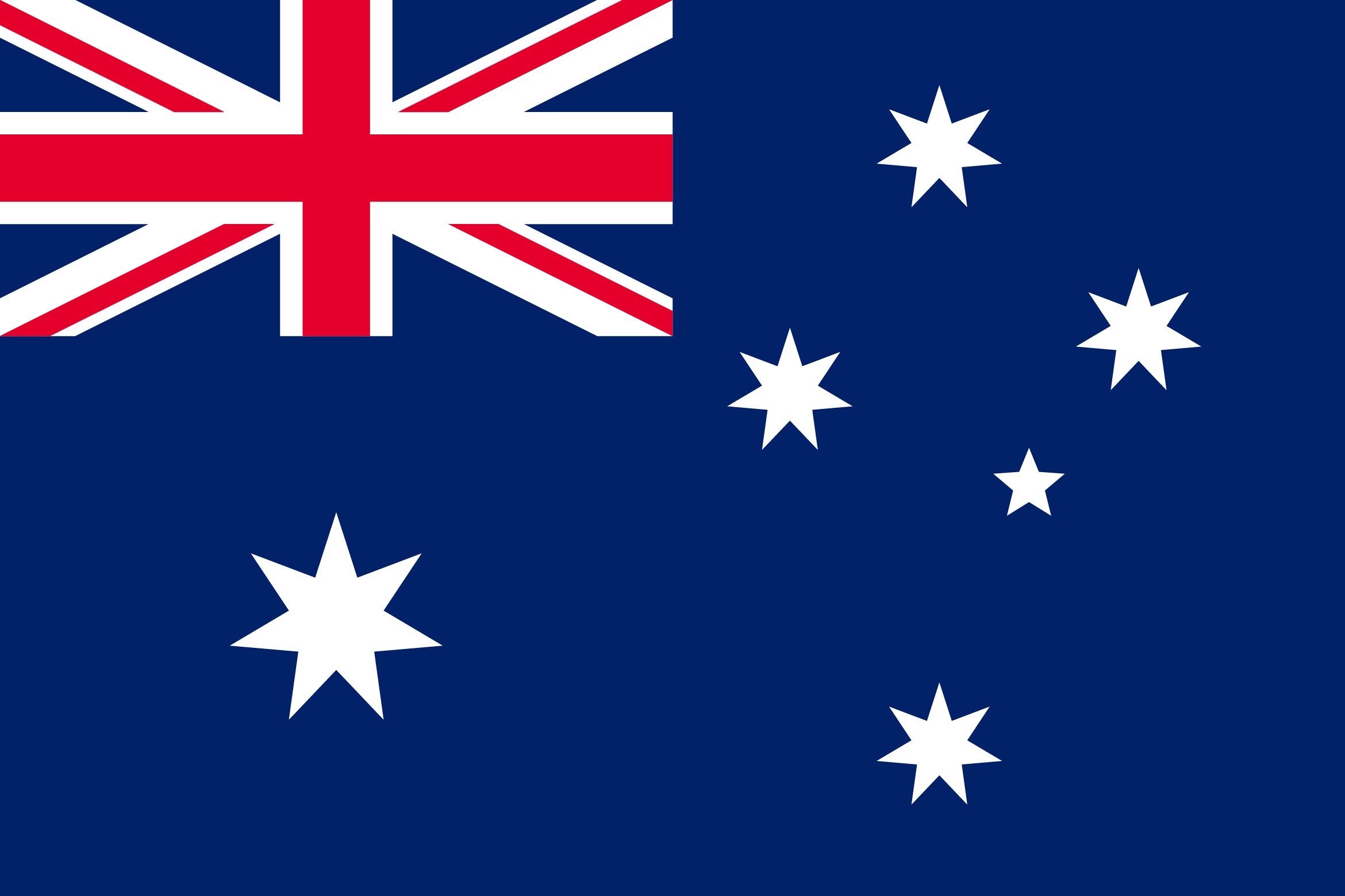 Die australische Flagge mit dem Union Jack und weißen Sternen auf blauem Grund. Mikroskope aus Deutschland.