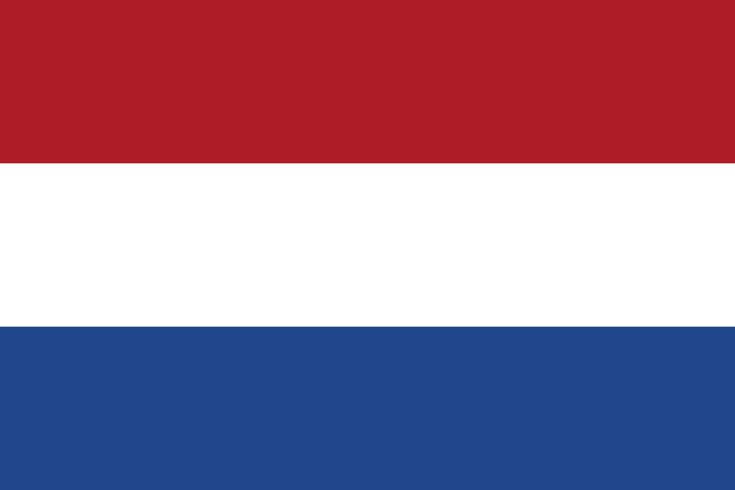 Flagge der Niederlande, horizontal gestreift, rot, weiß und blau.
