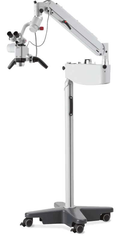 Karl Kaps "Microscopes made in Germany" OPMI-style microscope stand on wheels, articulated arm